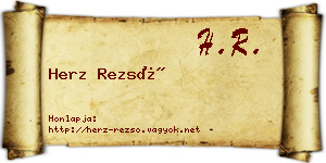 Herz Rezső névjegykártya